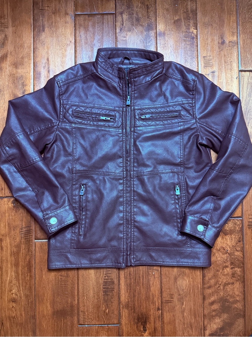XRAY Girls Maroon Faux Leather Zip-Up Moto Jacket Sz. L (14-16)